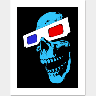 3D Skull (cyan) Posters and Art